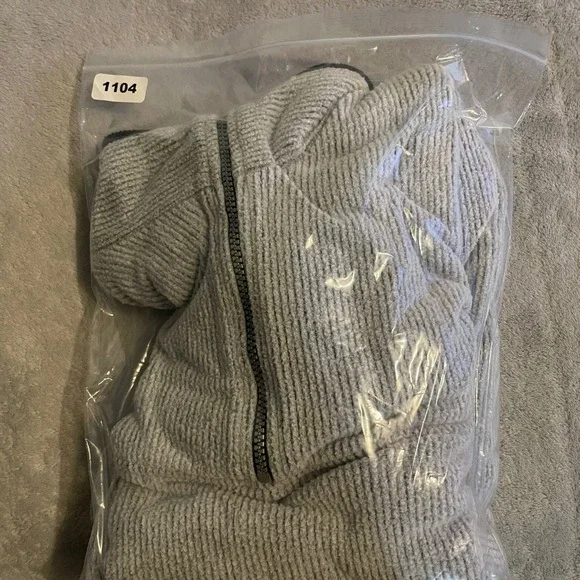 Vintage Rag Wear 90s Mens Large Grey Ribbed Fleece Quarter Zip Pullover Sweater - Picture 9 of 9